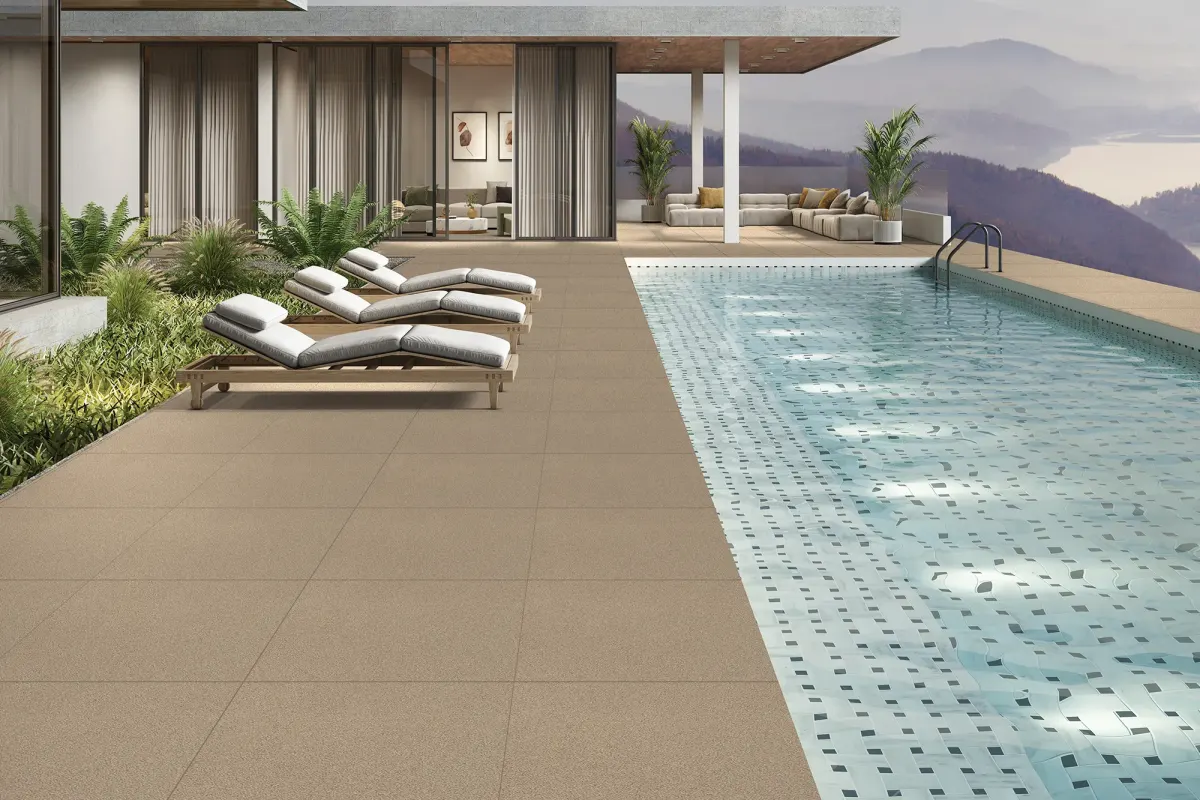 Exterior full body tiles around a swimming pool