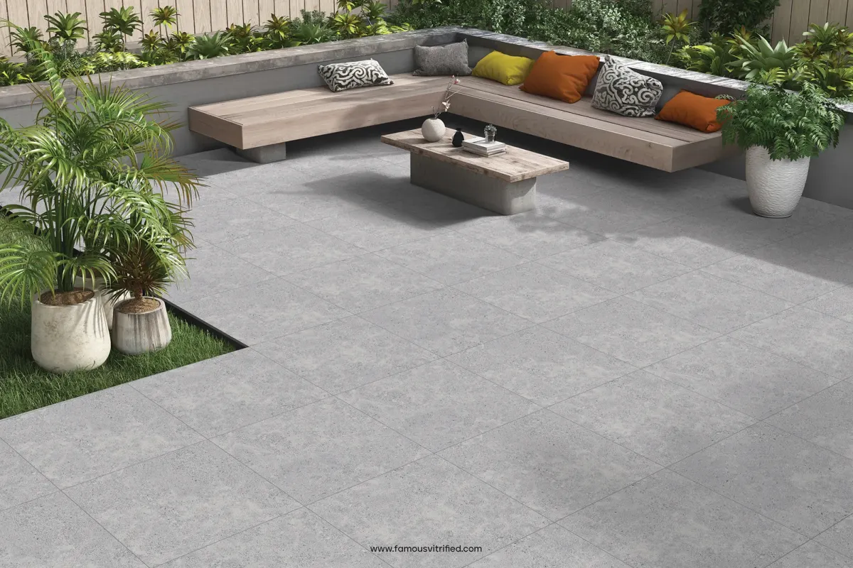 Heavy-duty full body tiles on an outdoor paved area